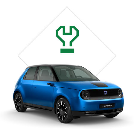 Detailný záber na vozidlo Honda e.